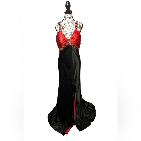 Alfred Angelo Disney Gown Size 12 Red & Black Satin Beaded Dress NWT - Picture 2 of 16